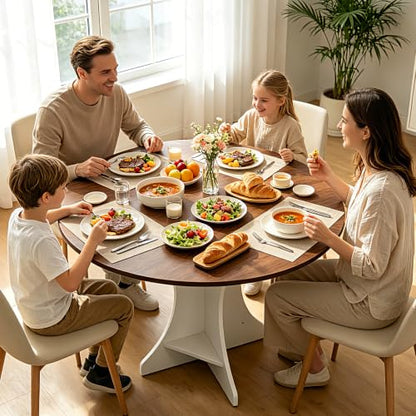 Lightdot 40" Round Dining Table Modern Circle Farmhouse Kitchen Table for 4 People Small Space Dining Room Table for Dining Room/Kitchen/Living Room, Amber Top & Pedestal Base - color: Amber
