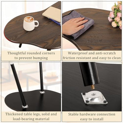 Modern Coffee Tables for Living Room Cloud Shape Center Table Industrial Irregular Wood Grain Table Top Coffee Table, Rustic Brown Unique Furniture for Living Room Home - color: Rustic Brown-1