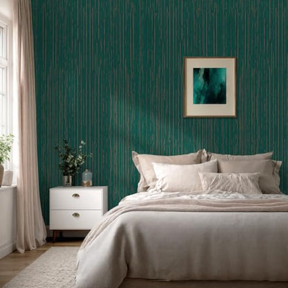 Toduso Dark Green Grasscloth Peel and Stick Wallpaper Modern Texture Contact Paper Bathroom Self Adhesive Wallpaper Removable Waterproof Wall Paper for Bedroom Cabinets Drawers Desk 17.3"x196.8" - color: Green, size: 17.3" x 196.8"