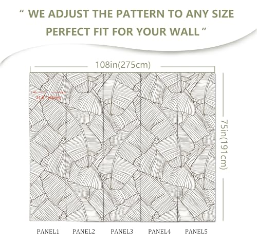 Gray Banana Leaf Wallpaper Wall Mural | 108"x75", for Bedroom Living Room Bathroom, Textured Fabric, Not Peel and Stick - color: Mural 11, size: 108" x 75"