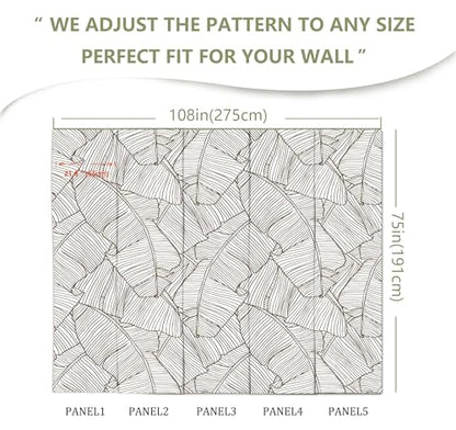 Gray Banana Leaf Wallpaper Wall Mural | 108"x75", for Bedroom Living Room Bathroom, Textured Fabric, Not Peel and Stick - color: Mural 11, size: 108" x 75"