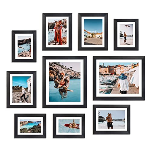 Giftgarden Multi Black Picture Frames with Mat for Multiple Sizes Photos, Four 4x6, Four 5x7, Two 8x10 for Gallery Photo Frame Collage Wall or Tabletop Display, Assortment Pack of 10 - color: Black