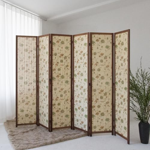 6 Panel Bamboo Room Divider, Double-Sided Folding Privacy Screen | Double-Sided Floral Pattern, 5.6 ft Bamboo Print Folding Divider Panel, Divider for Room Separation, Decorative Panel Screen - size: 6 Panel