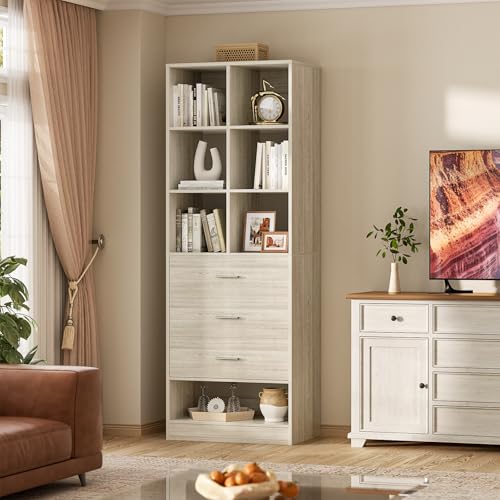 Closet System Organizer with 3 Drawers and Partition Storage, Freestanding Wardrobe Organizer Modular with Shoe Shelf, Expandable for Walk-in or Reach-in Closets, White Oak - color: White Oak