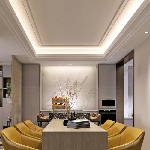 Maxxima 72 in. Hardwired LED Under Cabinet Strip Light, 2760 Lumens, 3000K | Warm White, Kitchen and Living Room 120V White Cove Lighting, No Power Supply Needed - size: 72 Inch