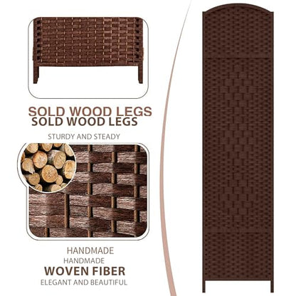 6 Panel Room Divider, 6 FT Wide Folding Screen Room Divider, Brown | Double Hinged Folding Screen Room Dividers for Patio Privacy - color: Brown, size: 6 Panels