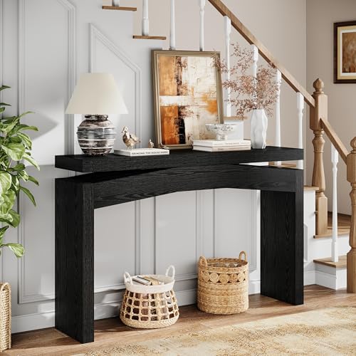 Celaform Console Table for Entryway, 47.2 Inch Long Sofa Table Behind Couch, Farmhouse Wood Style Accent Foyer Entrance Tables for Living Room, Hallway, Easy Assembly (Black) - color: Black