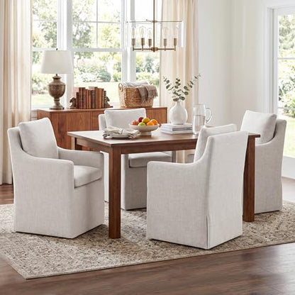 DUHOME Upholstered Dining Chairs Set of 2,Linen Accent Chair for Living Room,Single Sofa Chair with 4 Casters,Upholstered Arm Chair for Bedroom Reading Room Waiting Room Kitchen Dining Room - size: 2 pcs