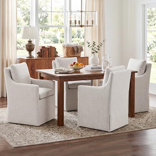 DUHOME Upholstered Dining Chair,Linen Accent Chair for Living Room,Single Sofa with 4 Casters,Upholstered Armchair for Bedroom Reading Waiting Kitchen Dining Room - size: 1 pc
