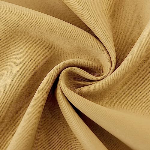 INLINAS Blackout Curtains with Sheer Overlay, Gold, 52x96 Inches | Grommet Top Double Layer Curtains for Bedroom and Living Room Thermal Reduction Light Blocking and Energy Saving, Set of 2 - color: Gold, size: 52"W x 96"L (Pack of 2)