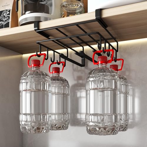 Mug Holder Under Cabinet,Paper Towel Holder for Cabinet,Chopping Board Organizer,No-Hole Multifunctional Stainless Steel Under Cabinet Hooks for Kitchen (White) - color: White