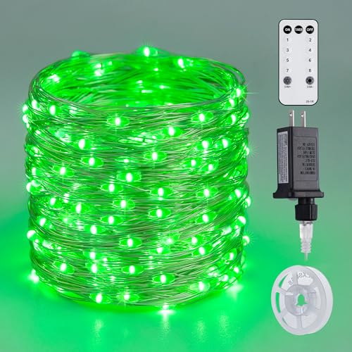 JMEXSUSS 200 LED Remote Control Green Halloween Fairy Lights Plug in | 66 ft 8 Modes Christmas Fairy Lights Indoor with Wheel, Green Lights Outdoor for Halloween Christmas Decor - color: Green, size: 66FT 200LED