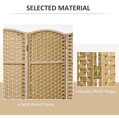 HOMCOM Room Divider 6 Panel Folding Privacy Screen 5.6' Tall Nature Wood | Freestanding Partition, Home Office, Bedroom - color: Natural, size: 6 Panel