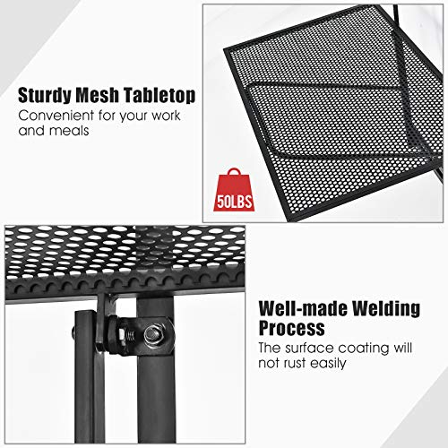 Tangkula Outdoor Folding Hanging Table, 5 Height Adjustable & Foldable Space Saving Railing Serving Table, Width from 1.5 inch to 4 inches, Suitable for Patio, Balcony and Deck - size: 24” x 19” x 24"-32.5”