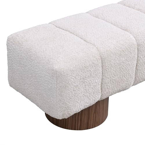 Christopher Knight Home Manila 64" Boucle Dining Bench, Upholstered Ottoman Bench, Rectangular Dining Seat, Spacious Seating, Long Footstool for Living Room Dining Room, No Assembly Needed, Beige - color: Beige
