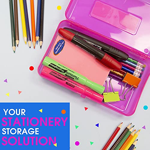 BAZIC PRODUCTS Bright Color Multipurpose Pencil Box, Stackable, 24-Case | snap-latch lid for pens, tools, crafts, supplies - color: Bright Color, size: 24-Pack