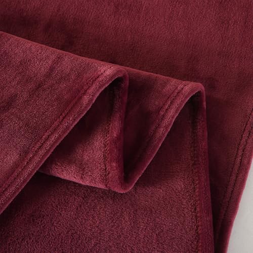 TASTHROW Burgundy Throw Blanket 50x60 Inches | Soft Plush Cozy Fleece Flannel Throw Blanket, Lightweight Warm Throws for Bed, Couch, Bedroom and Living Room, All Seasons - color: Burgundy, size: 50"x60"