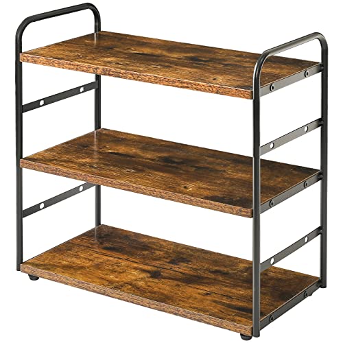 IBUYKE Counter Shelf,Kitchen Organization and Storage,Brown TWJ001H | 3-Tier Bathroom Countertop Organizer Tray Makeup Shelf Counter Standing Spice Rack Storage Shelf Cosmetic Holder - size: square, style: 1