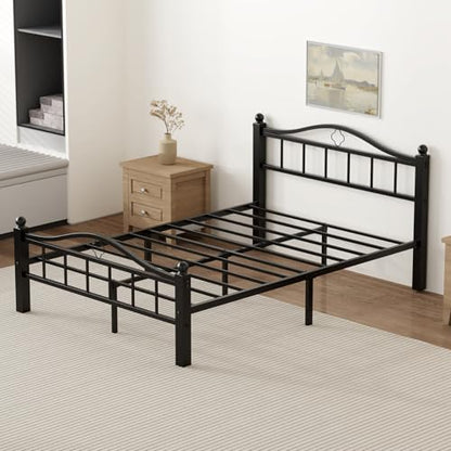 Metal Full Size Bed Frames with Headboard & Footboard | Noise-Free Design, 12“ Underbed Storage, Heavy Duty Metal, No Box Spring Needed, Tool-Free Assembly - color: Full -Black