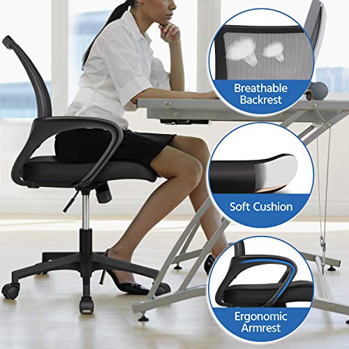 Yaheetech White Computer Desk and Chair Set with Drawer, Shelves, Mesh Seat | Particle Board and MDF Build a Sturdy Desk with a Drawer and Elevated Platform, Paired with a Mesh Chair for Adults. - color: White