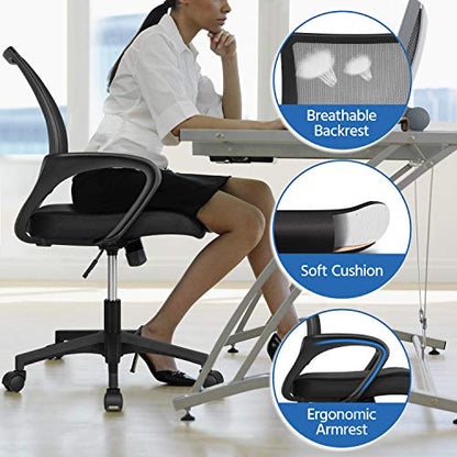 Yaheetech White Computer Desk and Chair Set with Drawer, Shelves, Mesh Seat | Particle Board and MDF Build a Sturdy Desk with a Drawer and Elevated Platform, Paired with a Mesh Chair for Adults. - color: White