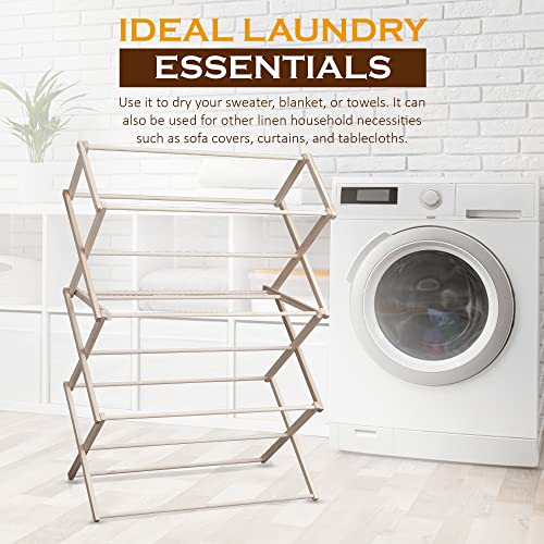 Peaceful Classics Wooden Laundry Rack - Amish Handmade Wooden Clothes Drying Rack - Foldable Drying Rack for Towel, Blanket, Linen Household Essentials - for Indoor Or Outdoor Use (38" x 30" x 13") - size: Small