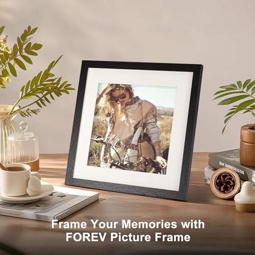 TOFOREVO 10x10 Picture Frames with 8x8 Mat Set of 6, Black | Wood Grain Design, Wall Mounting or Tabletop Display, for Christmas Mother's Day Father's Day birthday - color: Black Wood Grain, size: 10x10