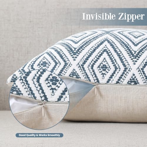 HPUK Throw Pillow Covers 18x18, Set of 4, Navy Blue Couch Pillow Covers | Polyester fabric, patterned and solid designs, hidden zippers, machine washable, for sofas and beds, inserts not included - color: Navy, size: 18" x 18" (Pack of 4)