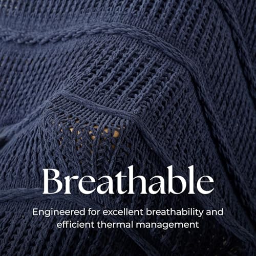 Boho Knitted Chenille Blanket with Tassels - Lightweight & Soft All-Season Throw - 3D Classic Pattern for Living Room Bedroom Couch, Royal Blue, Queen 90"x90" - color: Royal Blue, size: Queen