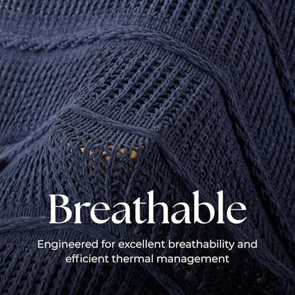Boho Knitted Chenille Blanket with Tassels - Lightweight & Soft All-Season Throw - 3D Classic Pattern for Living Room Bedroom Couch, Royal Blue, Queen 90"x90" - color: Royal Blue, size: Queen