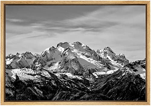 SIGNWIN Framed Canvas Wall Art Snow Mountains Peyto Lake in Canada Landscape Wilderness Photography Modern Art Scenic Dramatic Black and White for Living Room, Bedroom, Office - 16"x24" Natural - color: B10-2103-spl03, size: 24"L x 16"W