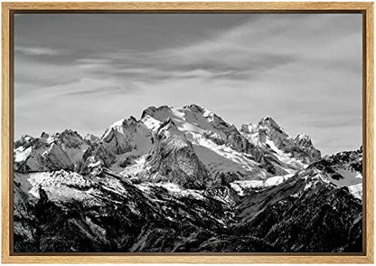 SIGNWIN Framed Canvas Wall Art Snow Mountains Peyto Lake in Canada Landscape Wilderness Photography Modern Art Scenic Dramatic Black and White for Living Room, Bedroom, Office - 16"x24" Natural - color: B10-2103-spl03, size: 24"L x 16"W