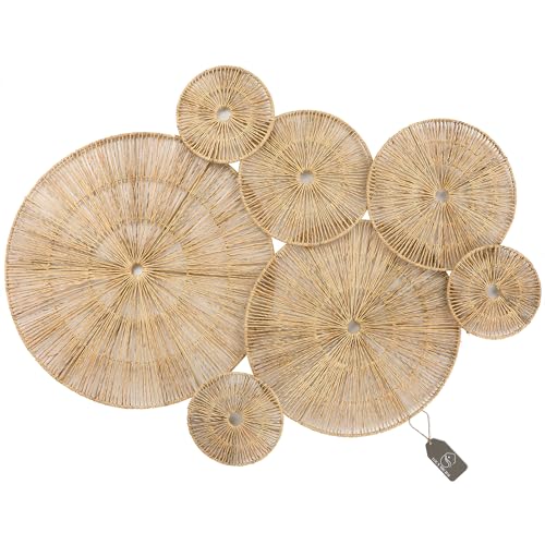 Set of 7 Boho Wall Decor - 18-Inch Handcrafted Woven Jute Hanging Basket Decor - Unique Large Round Flat Wall baskets Art for Living Room, Bedroom, Rustic, Farmhouse Decor - Brown Classic Design" - color: Classic jute color