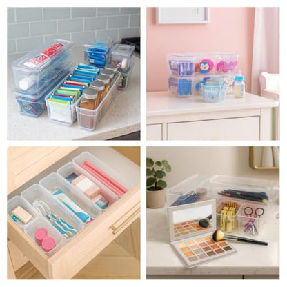 AB Designs 8-Pack Storage Bins with Lids, 4 Long and 4 Small, Clear - size: 4 Long & 4 Small