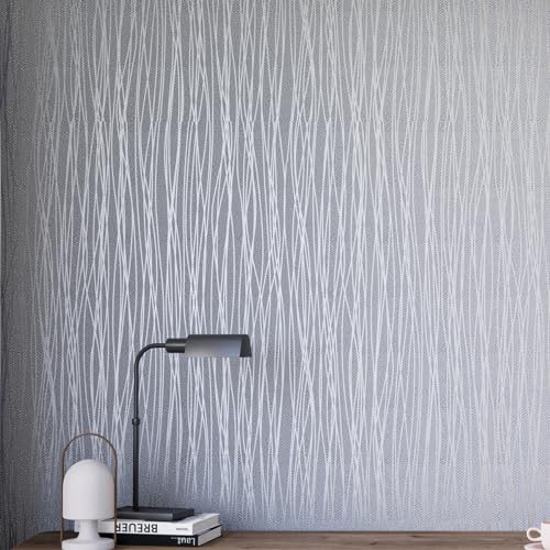 mamonhome Silver Gray Peel and Stick Wallpaper, Three-Dimensional Stripe Design Non-Woven Self-Adhesive Removable Renter Friendly Wallpaper, for Livingroom, Bedroom, Kitchen, Bathroom, 20.8" x 393" - color: modern stripes