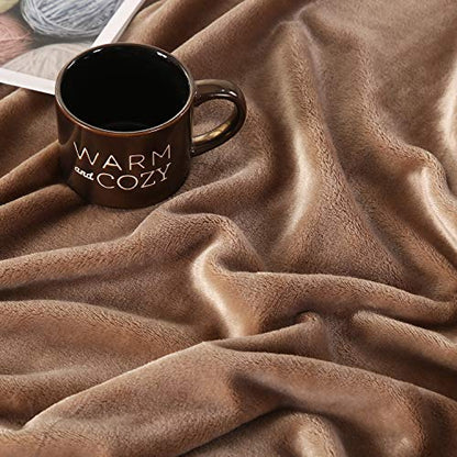 TASTHROW Large Flannel Fleece Throw Blanket, 50×70 Inch | Cozy Lightweight Thick Blanket - All Seasons Suitable for Women, Men and Kids (Light Coffee) - color: Light Coffee, size: 50"x70"