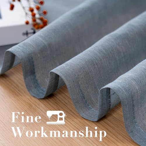 H.VERSAILTEX Linen Curtains Nickel Grommet Natural Linen Semi-Sheer Curtains 2 Panels Privacy Added Premium Soft Rich Material Drapes for Bedroom/Living Room - 52x54 - Inch - Denim - color: Denim, size: 52"W x 54"L (Pack of 2)