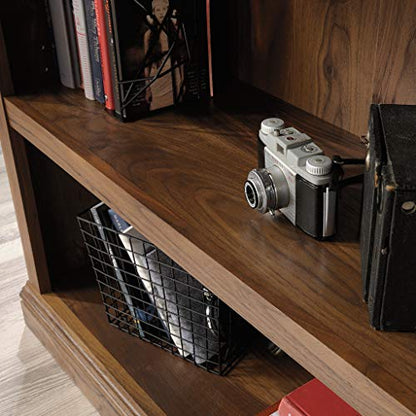 Sauder 3 Tier Book Shelf Wooden Bookcase Multipurpose Bookshelf for Home Office, Living Room, in Grand Walnut - color: Grand Walnut Finish