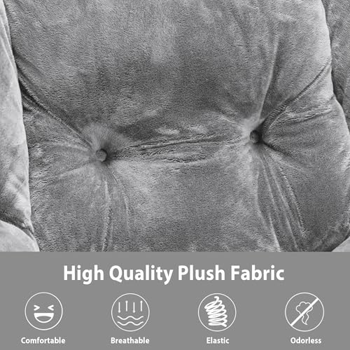Youtanic Lazy Chair with Folding Ottoman, Accent Chair Plush Upholstered with Metal Structure and Non-Slip Pads, Sofa Armchair with Footrest and Side Storage Bag for Dorm, Room, Office, Light Gray - color: Plush Light Gray