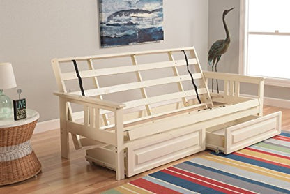 Kodiak Futons Monterey Futon Frame with Drawers, Included, Antique White - color: Frame Only, size: Drawers Included, style: Antique White Finish