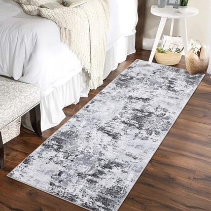 ROYHOME Runner Rug 2x6 Modern Abstract Non Slip Soft Stain Resistant Low Pile Machine Washable Non Shed Rug for Hallway Kitchen Bathroom, Grey | Non Slip Soft Stain Resistant Low Pile Machine Washable Non Shed Rug for Hallway Kitchen Bathroom - color: Gre
