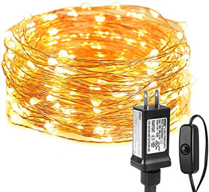 LE LIGHTING EVER String Lights 33ft with 100 LEDs, Waterproof Copper Wire Lights, Outdoor & Indoor Decorative Fairy Lights for Bedroom, Patio, Garden, Party, Wedding, Christmas and More | Warm White 3000K, Thin Copper Wire, Waterproof, Steady-on, Indoor O