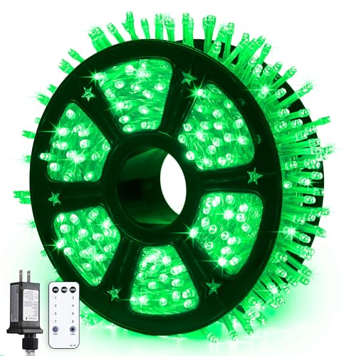 JMEXSUSS 600 LED Green Lights Indoor Outdoor Waterproof for Halloween Decor | Plug in 168 FT Green Christmas String Lights for Yard Tree Room Garden Halloween Party Xmas Decor, 8 Mode, Remote - color: Green, size: 600 LED