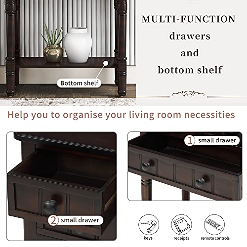 Knocbel Narrow Console Table with 3 Storage Drawers and Bottom Shelf, Entryway Hallway Foyer Slim Sofa Table for Small Spaces, Easy Assembly (Espresso) - color: Espresso