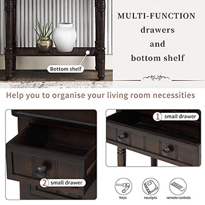 Knocbel Narrow Console Table with 3 Storage Drawers and Bottom Shelf, Entryway Hallway Foyer Slim Sofa Table for Small Spaces, Easy Assembly (Espresso) - color: Espresso
