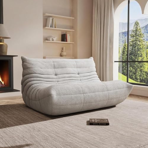 Giant Bean Bag Chair for Adults - Cozy Loveseat Fireside Accent Chair with Memory Foam,Comfy Lazy Oversized Floor Sofa Couch Boneless Chaise Lounge for Living Room Bedroom Gaming Room (2 Seater) - color: Grey, size: Loveseat