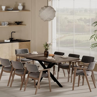 Extendable Dining Table for 4 6 8,55"-70" Kitchen Table Leaf,Dark Walnut | Expandable Rectangle Dining Table,Wood Dining Table w/ Hidden Leaf & Storage, Space Saving, Kitchen Dining Living Room,Modern - color: Removable Leaf 55"-71" Dark Walnut