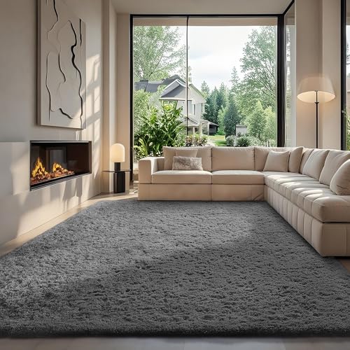 Ophanie 7x10 Area Rugs for Living Room,Upgrade Non-Slip Fluffy Soft Large Shag Bedroom Carpet,Grey Big Indoor Thick Rug,Gray Carpets for Boy and Girls Room Dorm Decor with Over 99 pcs Pile fibers - color: 1- Grey, size: 7' x 10' (Rectangular)