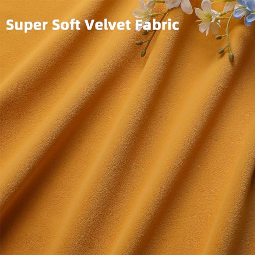 Joydeco Yellow Velvet Curtains 63 inch Length 2 Panels, Luxury Blackout Rod Pocket Thermal Insulated Window Curtains, Super Soft Room Darkening Drapes for Living Dining Room Bedroom,W52 x L63 inches - color: Rod Pocket | Golden Yellow, size: 52"W x 63"L (