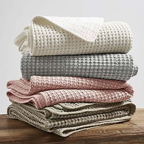 Levtex Home Mills Waffle Twin Bedspread Set (84x104in) with 1 Pillow Sham (26x20in) - Cream - Cotton Waffle Twin Size Bedspread Set - Lightweight, Soft, Pre-Washed - color: Cream, size: Twin Bedspread